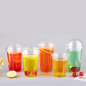 Yogurt Cup Pla Cup Clear Plastic Packaging Disposable with Lids for Cold Drinks Ice Coffee Tea Custom 10/12/14/16/20/24 Oz Party