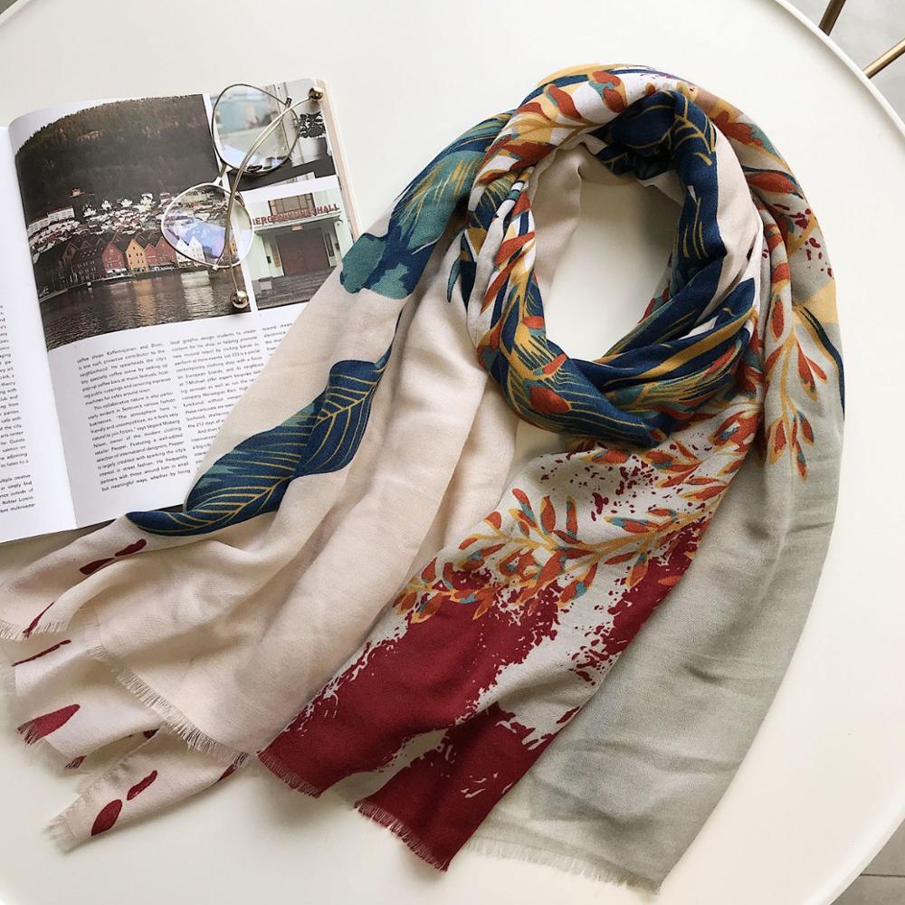 Весенний модный шарф из полиэстера с цветочным принтом