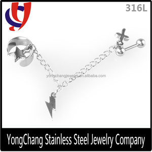Fresco estilo de <span class=keywords><strong>rock</strong></span> and roll de acero quirúrgico cartílago earring mejor diseño aretes - Product Image 2