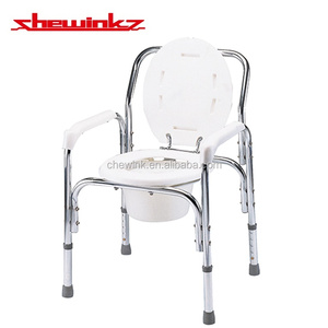 Bệnh viện sang trọng nhôm <span class=keywords><strong>commode</strong></span> ghế với tựa lưng cao và thanh xử lý 100kg công suất cho người lớn tuổi và người khuyết tật - Product Image 2