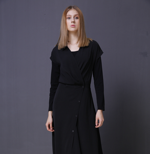 Diseño Simple de <span class=keywords><strong>la</strong></span> longitud del tobillo desmontable de dos piezas División largo vestido de las mujeres - Product Image 3