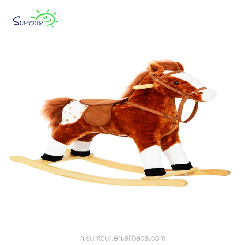 Bonne qualité pas cher personnalisé animaux en bois plushrocking cheval jouet