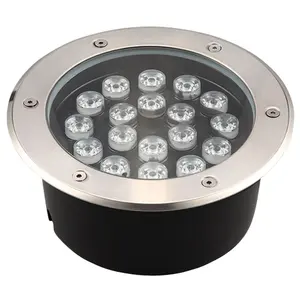 Suelo empotrado impermeable para exteriores, 18W, IP65, cubierta redonda Led, luz subterránea enterrada para jardín bajo tierra