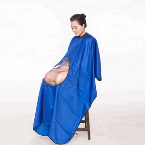 Cape de barbier confortable en polyester avec logo personnalisé, <span class=keywords><strong>fenêtre</strong></span> de visualisation transparente, imperméable, <span class=keywords><strong>tablier</strong></span> pour salon de coiffure - Product Image 4