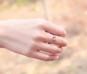 Anello Sottile Aperto a Doppia Sfera in <span class=keywords><strong>Argento</strong></span> Sterling 925 per Donne - Product Image 3