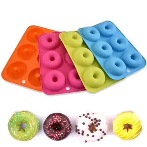 Fabriek Levering Siliconen Donut Pan Bpa Vrije Non-Stick Mal 6 Holte Siliconen Donut Bakvorm