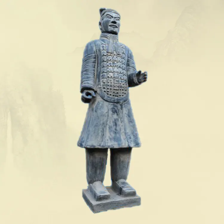 Chinesischer Ton Lebensgroße Statue Ton Handwerk von Qin Terrakotta Krieger Indoor Art Skulptur