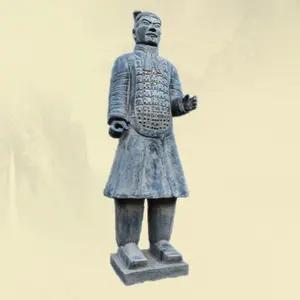 Statue chinoise en argile taille réelle, artisanat en argile de Qin, Sculpture d'art d'intérieur en terre cuite