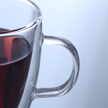 Double wall glass coffee cups Heat-resistant borosilicate tea cups with lids