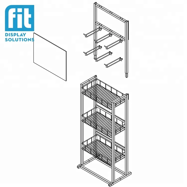 low price supermarket steel food display rack