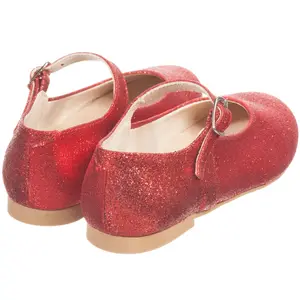 Exporter Of China Choozii Private Label New Model Red Shiny Glitter Lightweight Mary Jane Rubber Flats Kids Dress Shoes Girls