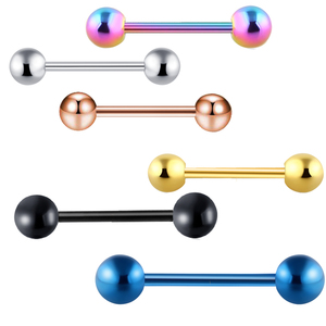 Bijoux en acier inoxydable pour femmes, boule d'haltère, anneaux de langue, barres de perçage, mamelons, barre droite, - Product Image 1