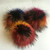 Fox Fur Pompoms for Hats DIY Fluffy Real Fur Pom Pom Balls Accessories with  Button Natural Pompons For Scarves Hats Bags 13-14cm