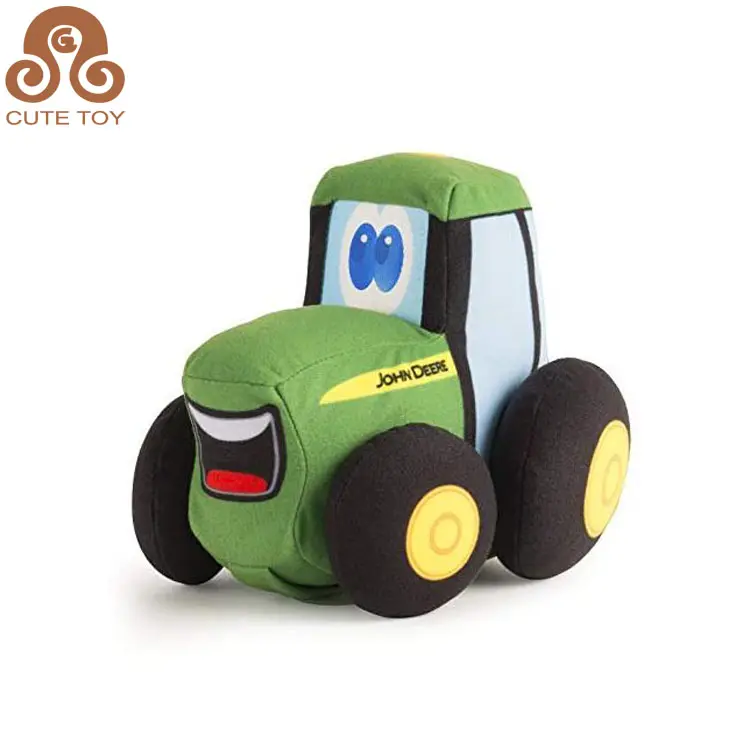 Customized Green Tractor Soft Lovely Cartoon Pint Plush Stuffed Soft Toy Cars for Baby