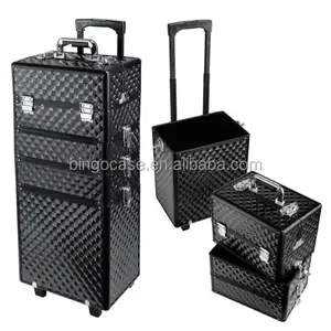 Aluminium 4 In1 Rolling Make Trolley Trein Case Salon Cosmetische