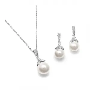 fancy design sterling silver jewelry mount pearl necklace sets cz single pearl pendant settings