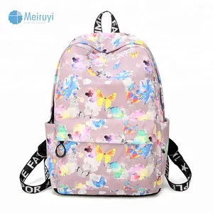 Оптовая продажа, школьный рюкзак для девочек-подростков из полиэстера с цветочным принтом, Женский школьный рюкзак с цифровым принтом и логотипом на заказ