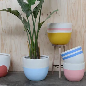 Egg shape two color mixed ceramic flower pots for sale