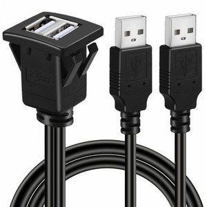Câble d'extension noir 3 pieds double USB 2.0 mâle à femelle pour tableau de bord de voiture - Product Image 3