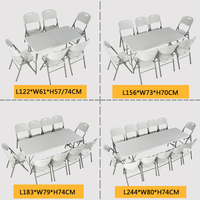 Ensemble de table et de chaises pliantes en plastique portable de conception moderne, blanc, en matériau HDPE pliable pour les événements en plein air à Dubaï