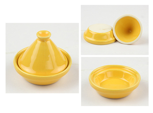 Grès jaune brillant, mini tagine marocaine avec couvercle spécial, 2 pouces - Product Image 3