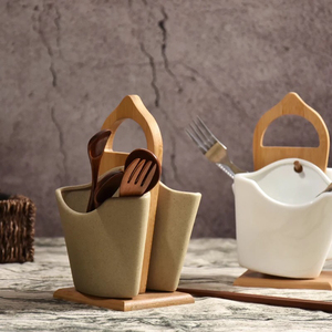 일본식 주방 용품 칼 붙이 홀더 레스토랑/세라믹 용품 홀더 나무 쟁반이있는 주방 - Product Image 2