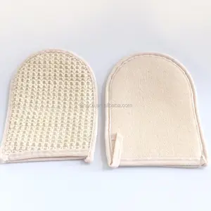 Natural sisal and 100% cotton terry bath gloves