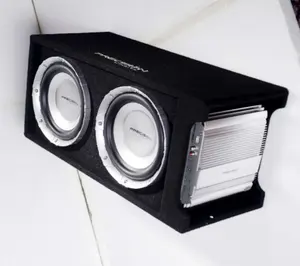 Alimentado subwoofers de longo alcance ao ar livre, amplificador de áudio do carro, dual 12 polegadas stage speaker com porta usb