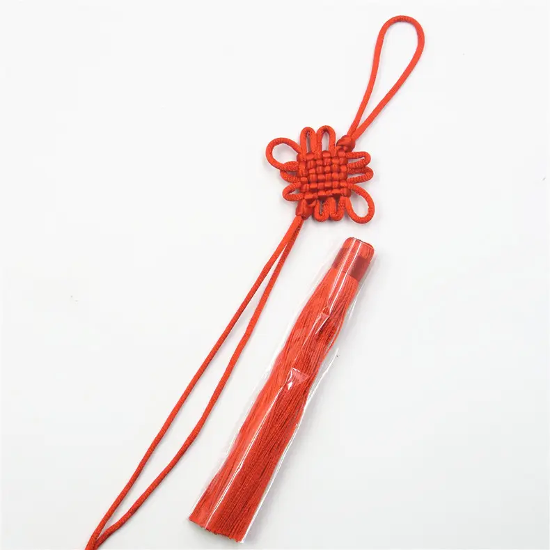 Handmade Chinese Knot Car Mirror Pendant Car Decorative Tassel OEM 100% Polyester Knitted Gold Tassel for Bookmarks Mini Tassels