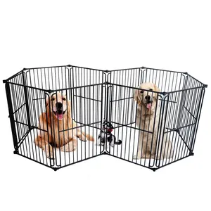 Custom Logo Cheap Black Metal Double Dog Cage Fence For Camping