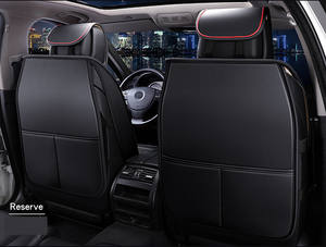 Funda y Cojín de Asiento de Coche de Lujo en Cuero y Seda de Hielo - Diseño Deportivo Universal para Todas las Estaciones, Compatible con Golf, <span class=keywords><strong>Polo</strong></span>, CC - Negro - Product Image 3