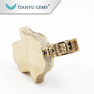 7.3ctw moissanite diamante HAMSA mano colgante 14 K oro amarillo de lujo moissanite joyería - Product Image 5