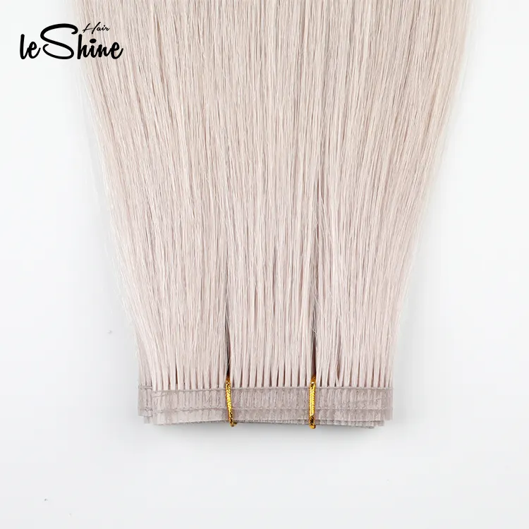 LeShine Factory Double Drawn Seamless Weave Flat Weft Himan Hair Remy Human Hair Extensions Pu Flat Silver Hair Weft