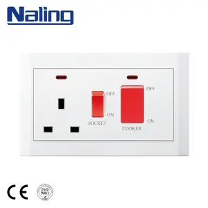 Naling, fabricante de China, venta, Base de PC, enchufe de 13A y unidad de cocina de pared de interruptor de 45A