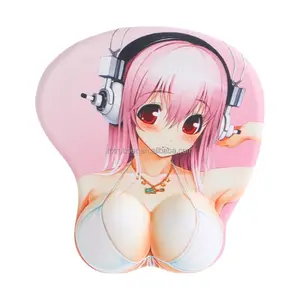 Mousepad Gaming dengan Sandaran Pergelangan Tangan/Alas Mouse Boob Kustom dengan Gadis Seksi Terbuka Penuh Foto Cetak Kustom Kantor Menghilangkan Rasa Sakit Pergelangan Tangan