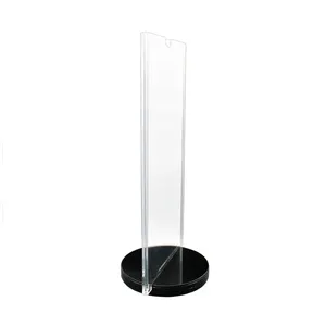 wholesale pop clear acrylic rotating card display stand 3 sides sign holder