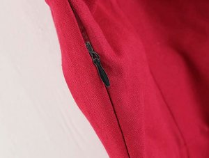 Las mujeres de color sólido de la correa de espagueti hoja de loto encaje vestido rojo corto - Product Image 5