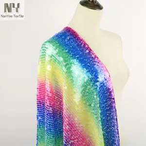 Nanyee Textiel 2019 Nieuwe Trend 9mm Ombre Kleurrijke Transfer Print Sequin Stof