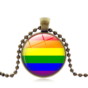 All'ingrosso 3 colori ottone <span class=keywords><strong>antico</strong></span> nero placcato <span class=keywords><strong>argento</strong></span> accessori arcobaleno bandiera Gay lesbica Pride collane pendenti - Product Image 2