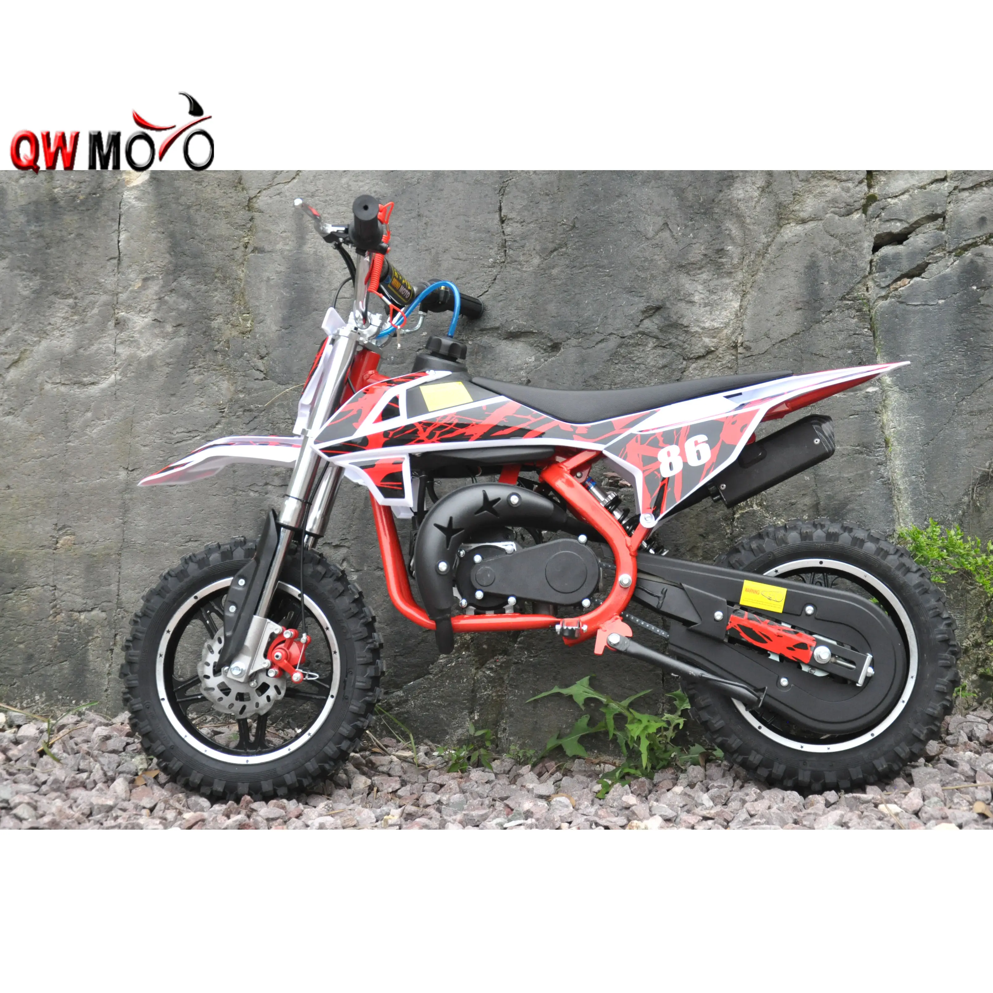 QWMOTO 49cc 2 stroke small petrol cross moto automatic 50cc dirt bike mini motorcycle