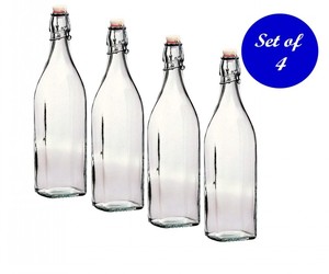 Botella de Vidrio Roja con Tapa Abatible Giara de 1 Litro - Botella de Vidrio Roja Ecológica para Cordiales y Conservas de <span class=keywords><strong>Bormioli</strong></span> <span class=keywords><strong>Rocco</strong></span> - Product Image 2