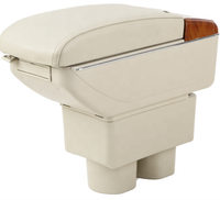 Accoudoir universel en cuir noir, console centrale, boîte de rangement avec chargeur USB, porte-gobelet rotatif pour toutes les voitures