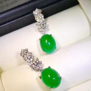 18 k 금 South Africa real diamond natural emerald drop earrings 대 한 women gemstone top quality emerald 보석