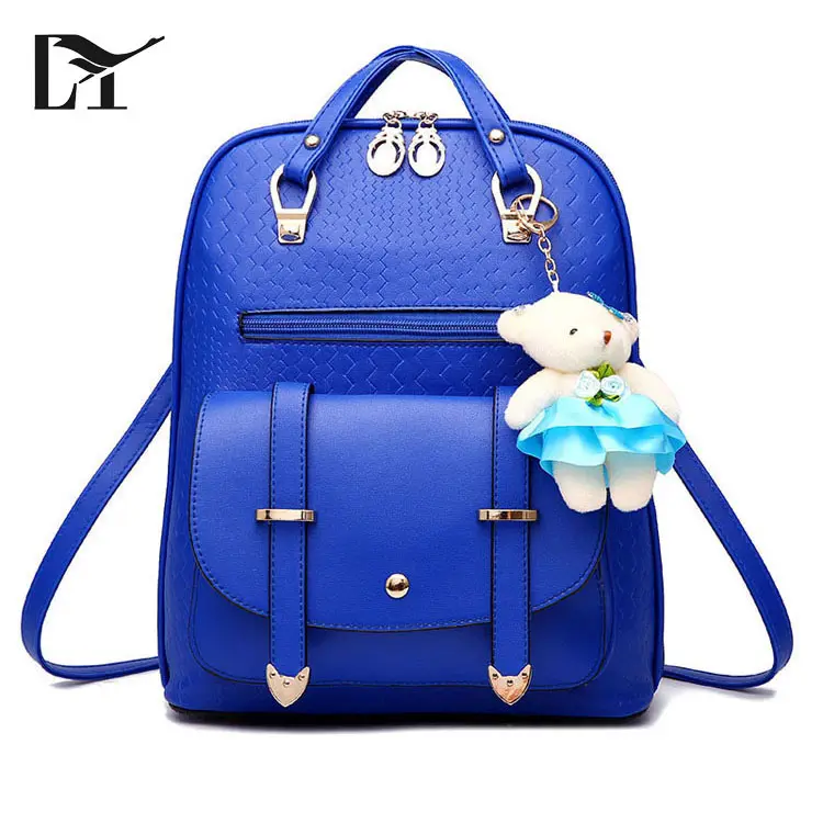 Backpack Manufacturer Wholesale College Bags Royal Blue PU Leather Teddy Bear Backpack