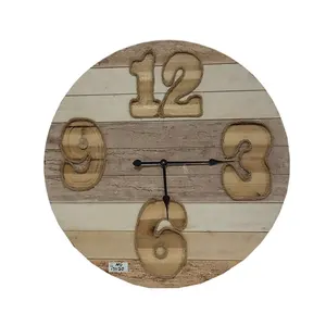 하이 퀄리티 빈티지 나무 라운드 조각 장식 벽걸이 시계
