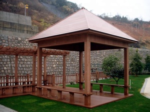 <strong>Fixed</strong> Solid Flat Roof Decorative Waterproof WPC Garden Pavilion Wooden <strong>Gazebo</strong> for Sale - Product Image 3