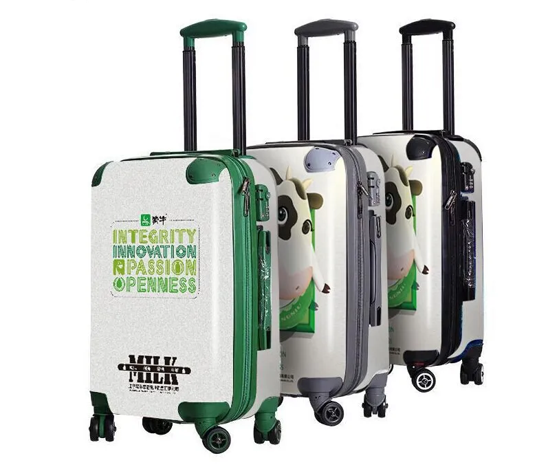 Vernice di cristallo Doppio lato trasparente pc dei bagagli su misura disegno trolley valigia