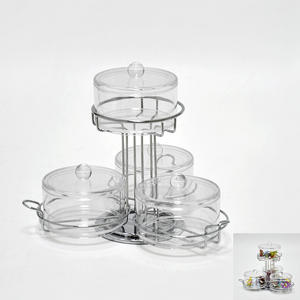 Nouveaux produits plateau de fruits en plastique de couleur orange acrylique avec fourchettes - Product Image 2