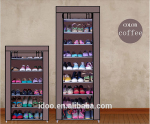 Waterproof Foldable Metal <strong>Shoe</strong> <strong>Rack</strong> Cabinet Easy-to-Assemble Non-Woven Fabric <strong>Storage</strong> with Wooden Frame - Product Image 3