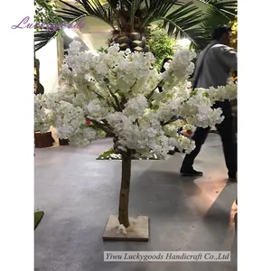 Árboles artificiales de seda, flores de cerezo, LG20180707-1, venta al por mayor, Metal blanco